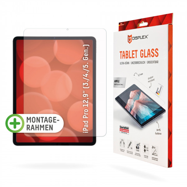 DISPLEX Tablet Glass f. Apple iPad Pro 12,9'' (3/4/5 Gen), Rahmen,unzerbrechlich