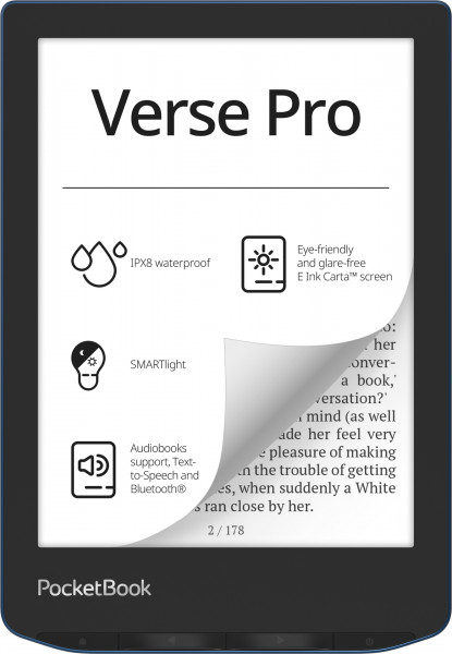 PocketBook Verse Pro - Azure DACH-Version eReader Touch 6 Zoll 512MB/16GB USB-C
