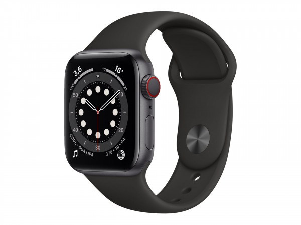 Apple Watch S6 Alu 40mm Cellular LTE grau Sportarmband schwarz watchOS 32GB OLED