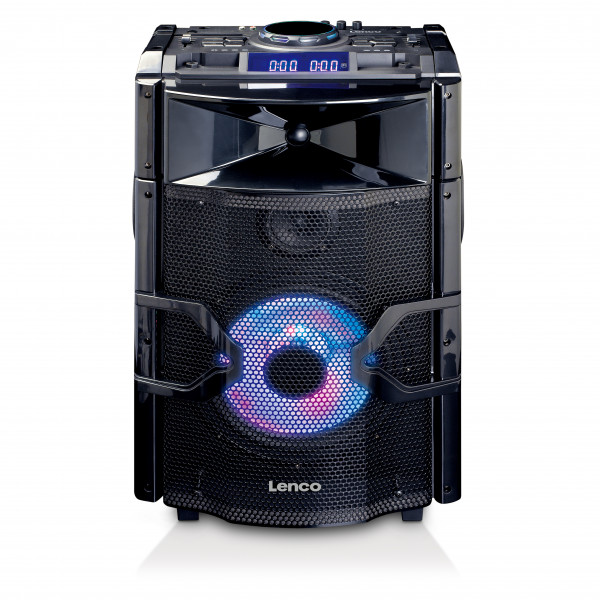 Lenco PMX-250 Soundsystem Schwarz USB mit Mixfunktion Bluetooth Licht Mikrofon