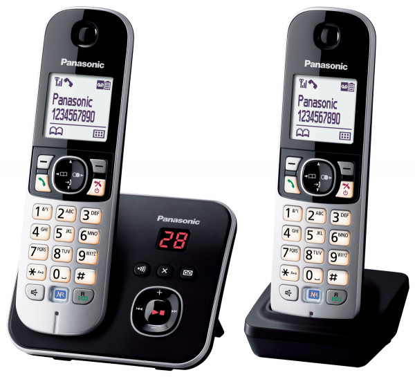 Panasonic KX-TG6822GB schwarz Duo inkl. Anrufbeantworter 1,8" TFT Display
