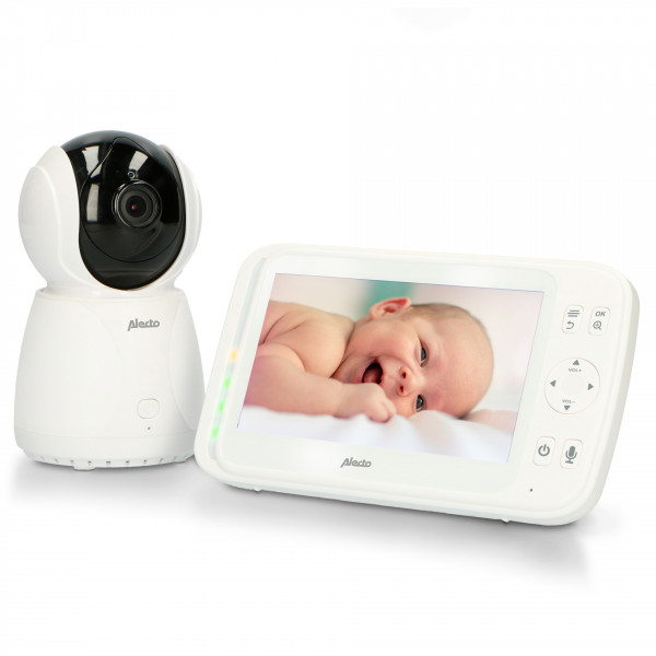 ALECTO Video Babyphone Weiß mit 5 Zoll Farbdisplay Gegensprechfunktion bis 300 m