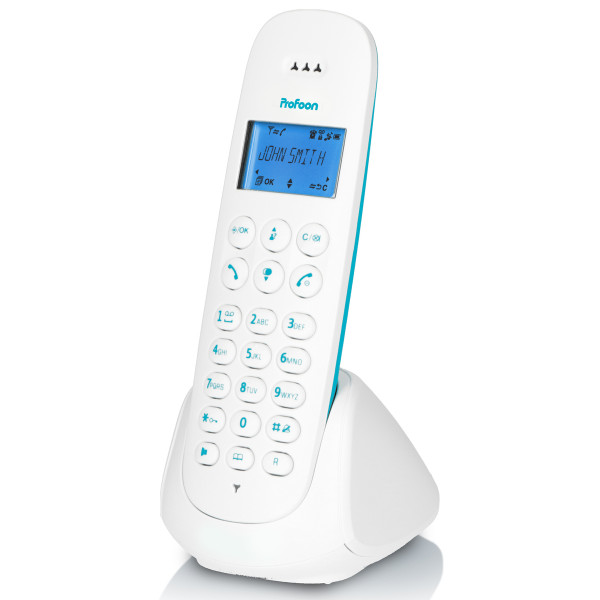 Profoon PDX-300BW DECT-Telefon 1 Mobilteil Weiß Blau Hörgerätekompatibel LCD