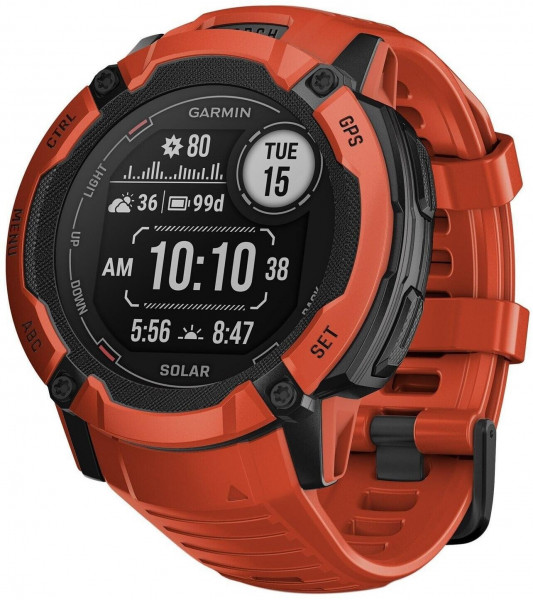 Garmin Instinct 2X Solar Flame Red Smartwatch Rot 50mm MIP 64MB GPS Bluetooth