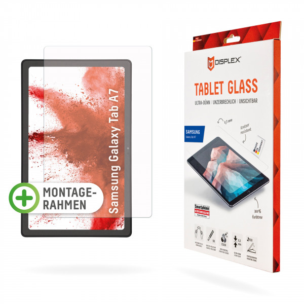 DISPLEX Tablet Glass für Samsung Galaxy Tab A7, Montagerahmen, unzerbrechlich