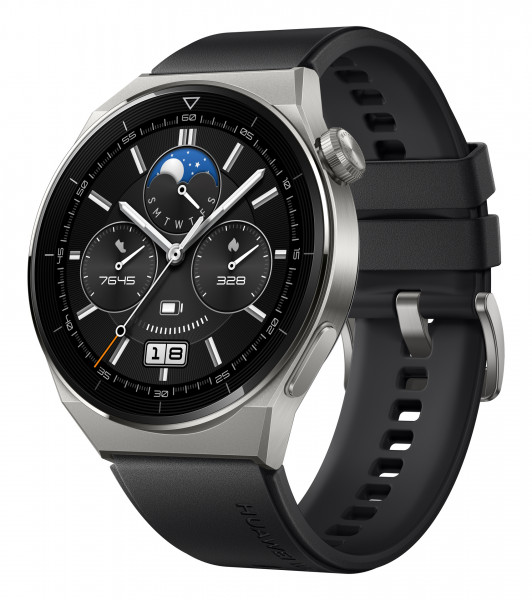 Huawei Watch GT3 Pro 46mm Active Fluororubber Smartwatch 50m wasserdicht
