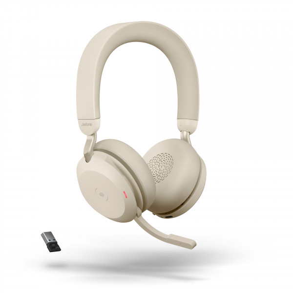 JABRA Evolve2 75 Stereo MS USB-A Bluetooth Beige Headset Kunstleder Schaumstoff