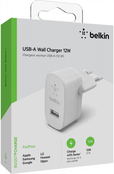 Belkin USB-A Netzstecker Ladegerät 12W weiß Smartphone Tablet fast Charge