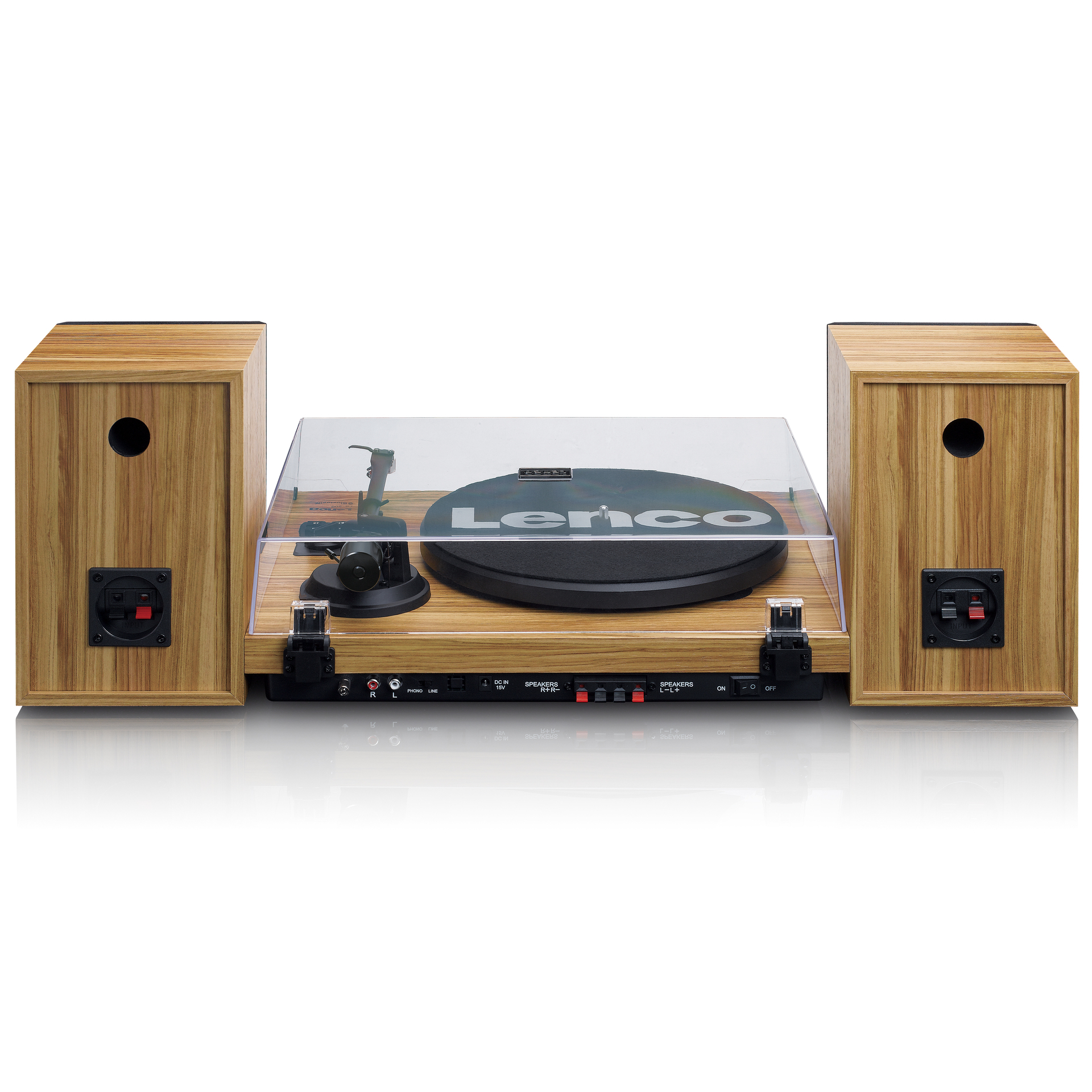 LENCO Holz-Plattenspieler Bluetooth Lautsprecherset 60W Riemenantrieb  Auto-Stop