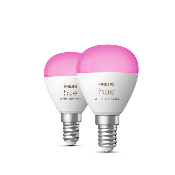 Philips Hue Smart E14 LED Leuchtmittel Mehrfarbig Doppelpack 470lm Bluetooth