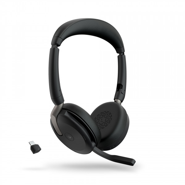 JABRA Evolve2 65 Flex Link MS Stereo WLC Headset schwarz Bluetooth On-Ear USB-C