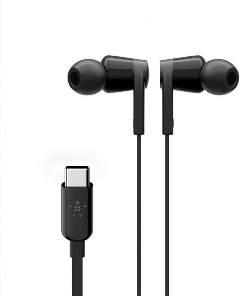 Belkin Rockstar In-Ear Kopfhörer mit USB-C Anschluss schwarz für Samsung Huawei