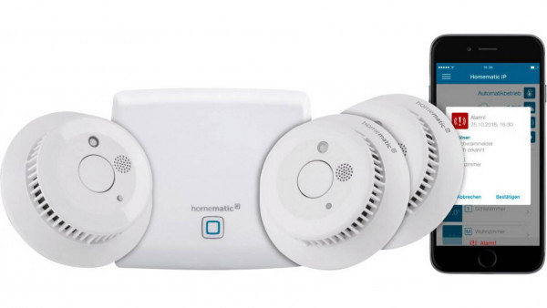 Homematic IP Starter Set Rauchwarnmelder Sensor/Aktor Weiß BidCoS 51mm 165g App