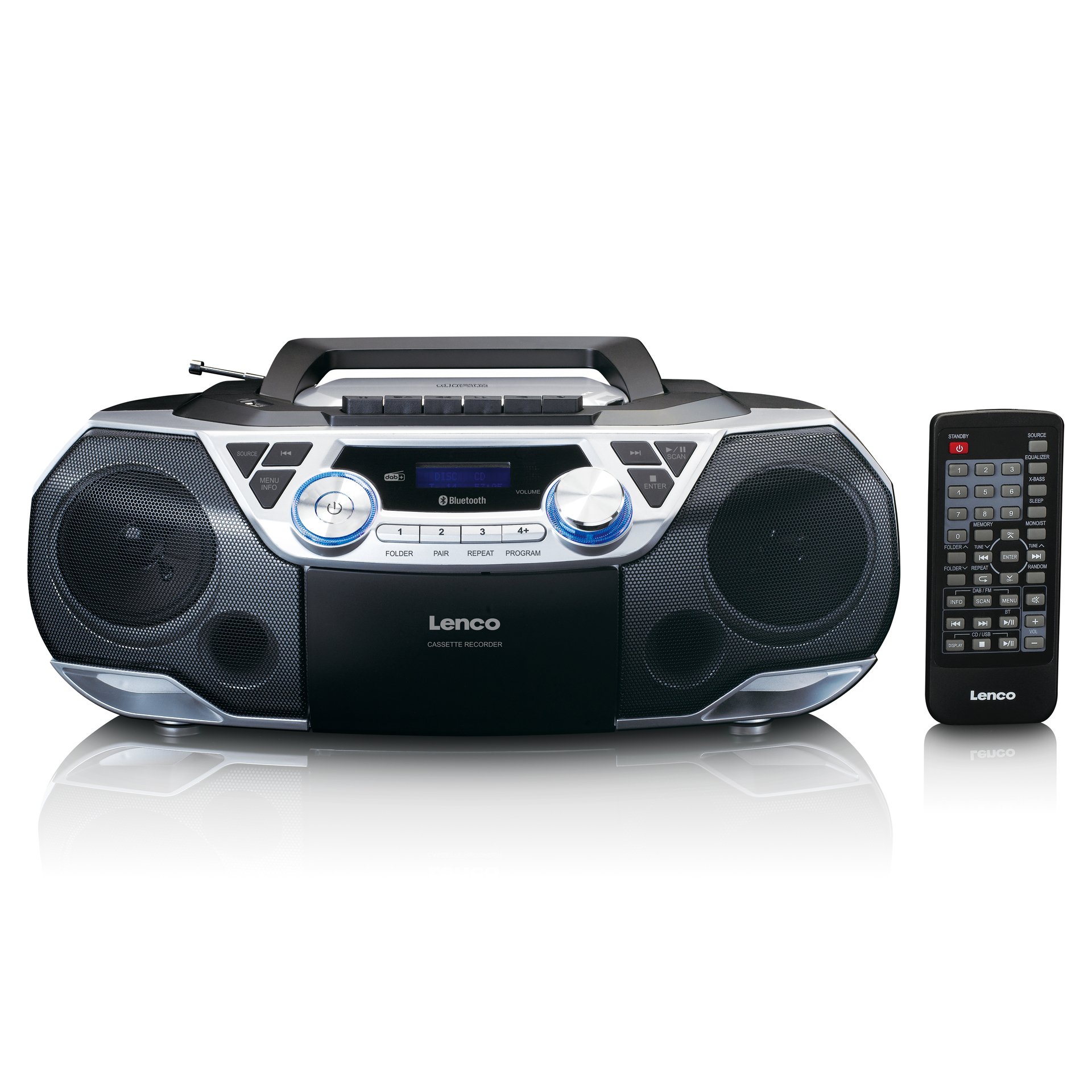 LENCO Boombox SCD-720SI Bluetooth DAB+ FM Radio MP3/CD-Player Kassette  Recording 