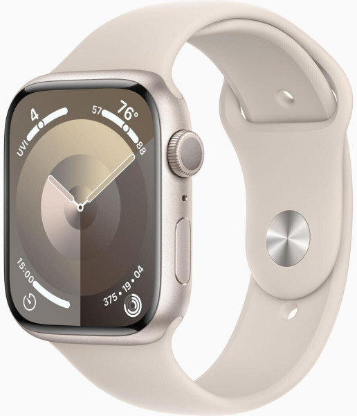 Apple Watch 9 GPS 45mm Alu digital Smartwatch beige 64GB OLED watchOS NFC WLAN