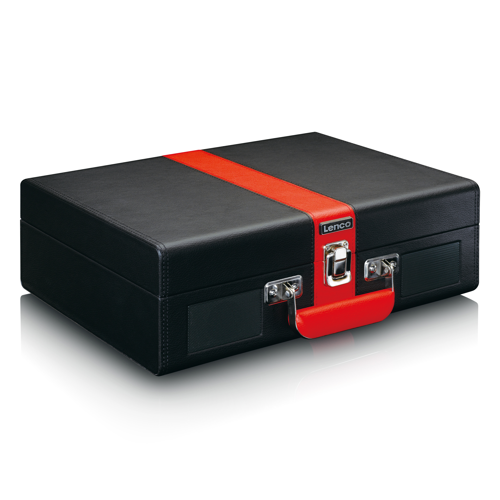 LENCO Koffer-Plattenspieler schwarz rot Retro Bluetooth eingebaute  Lautsprecher \