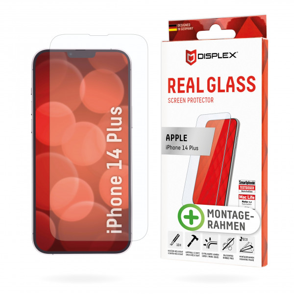 DISPLEX Panzerglas (10H) für Apple iPhone 14 Plus Schutzfolie Montage resistent