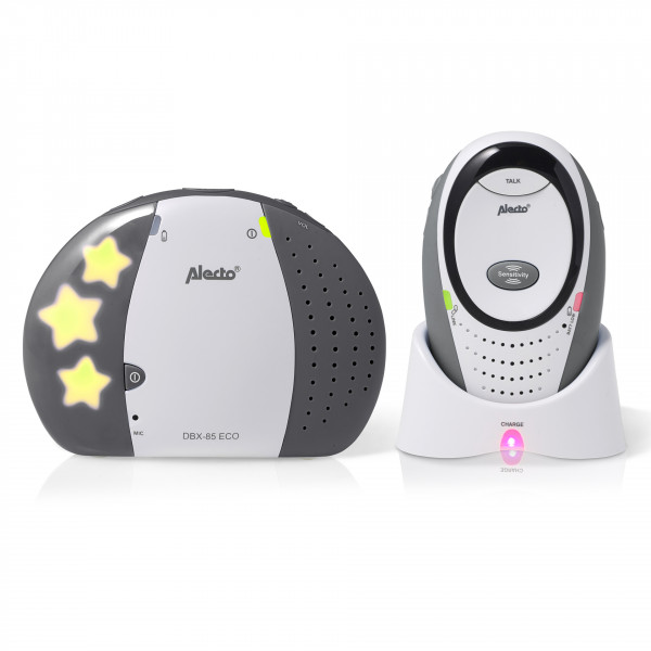 ALECTO DECT Babyphone weiß anthrazit mit Sparbetrieb Stimmungsvolles Nachtlicht