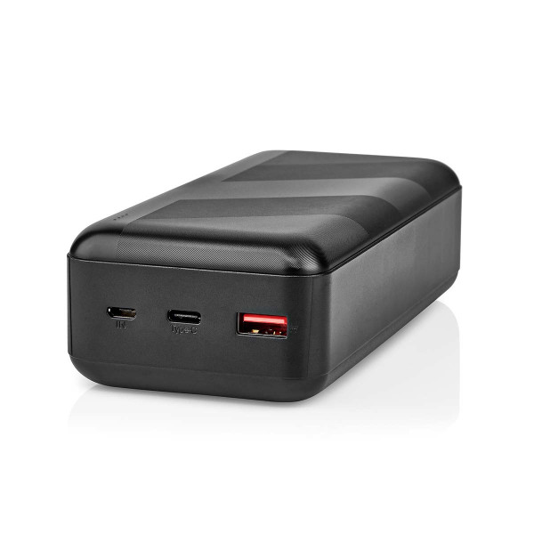 NEDIS Powerbank 30000 mAh Schwarz 20 Watt Schnellladen USB/Micro-USB/USB-C LED
