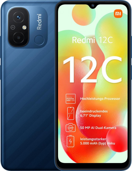 Xiaomi Redmi 12C 4GB/128GB 4G Blau 6.71"HD+ Display Micro-USB WLAN Bluetooth NFC