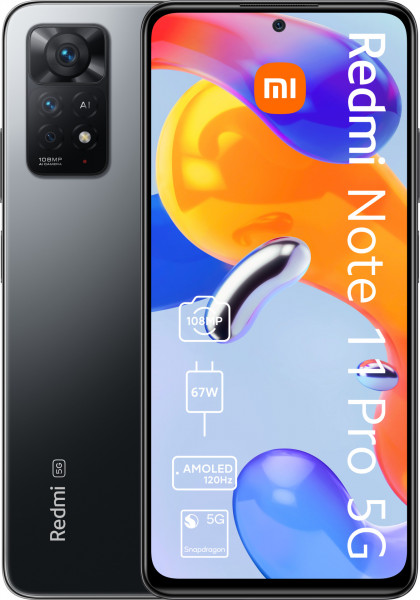 Xiaomi Redmi Note 11 Pro 5G Graphite Gray 128 GB Android 11 6,67" 108 MP NFC USB-C