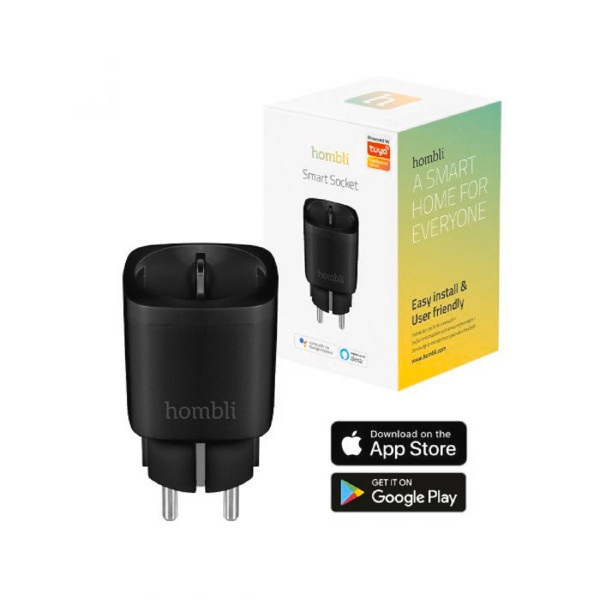 Hombli smarte Steckdose schwarz 3680 Watt WLAN-Steckdose Stromverbrauchmessung