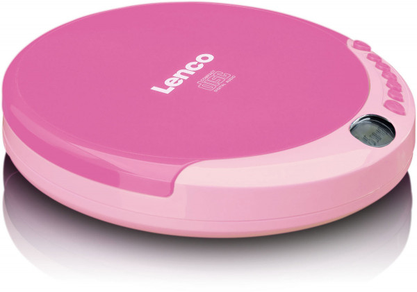 Lenco CD-011 tragbarer CD-Player Rosa Stereo Kopfhörer Wiederholfunktion LCD