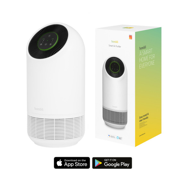 Hombli Smart Air Purifier smarter Luftreiniger weiß 45 Watt 3-Lagen-Filter App