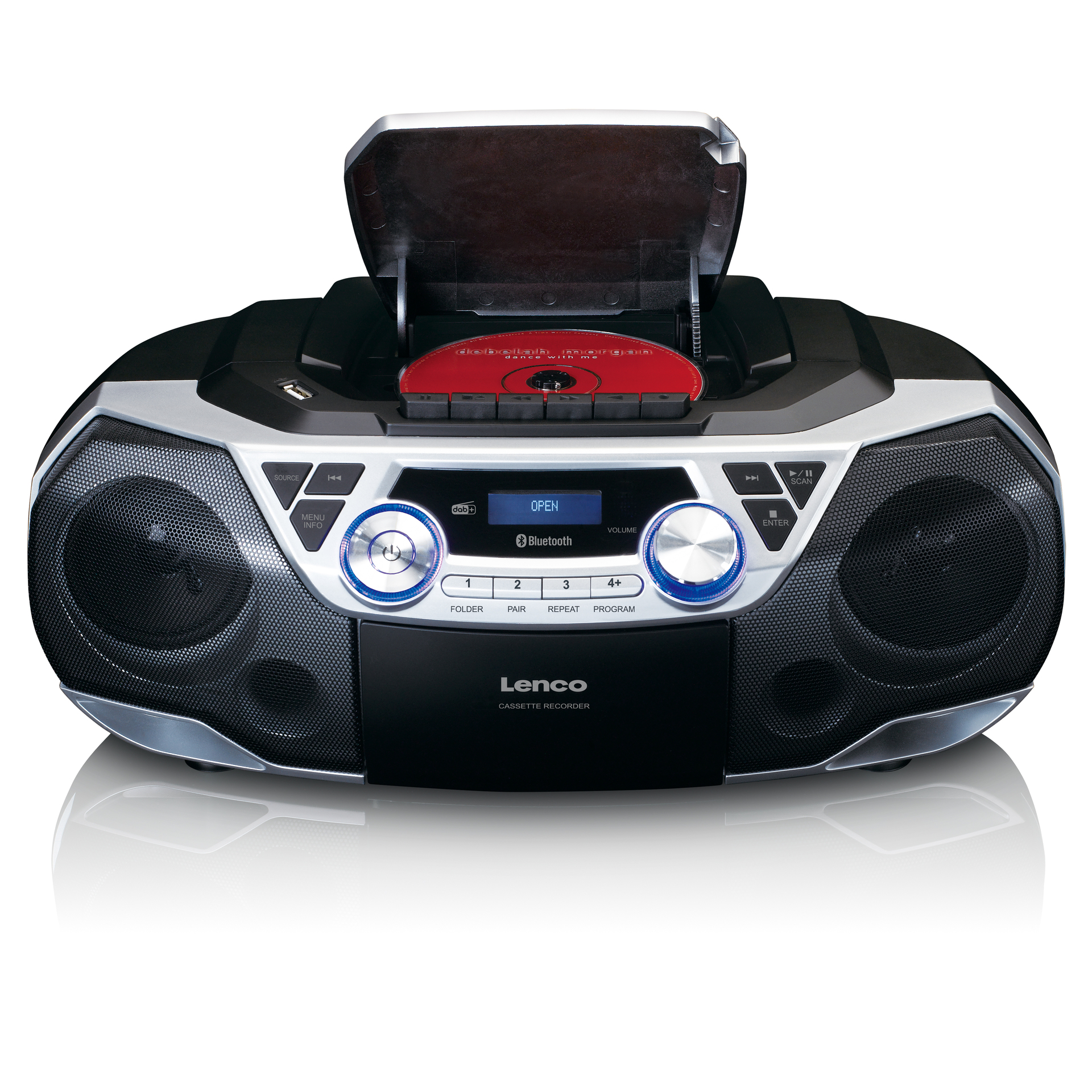 LENCO Boombox SCD-720SI Bluetooth DAB+ FM Radio MP3/CD-Player Kassette  Recording 