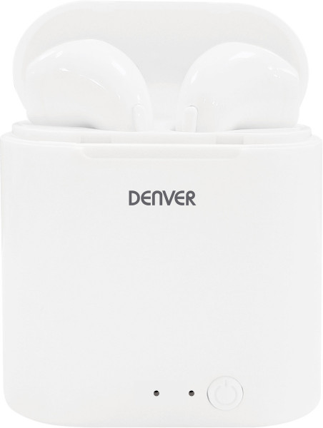 Denver TWQ-40P weiß Bluetooh Kopfhörer True Wireless Headset kabbelos Qi-Ladepad