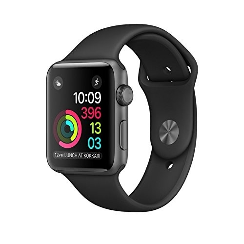 Apple Watch Series 2 spacegrau 42mm Aluminium Sportarmband schwarz Smartwatch