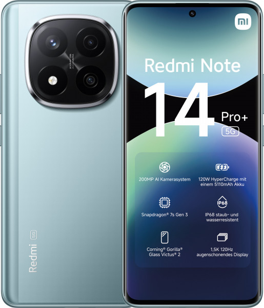 Xiaomi Redmi Note 14 Pro+ 5G DS 8GB 256GB blau Android 200MP 6.67" OLED 5110mAh