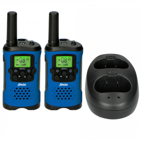 Alecto FR-175 Walkie Talkie Set Blau Schwarz 7 Kilometer Reichweite Ladestation
