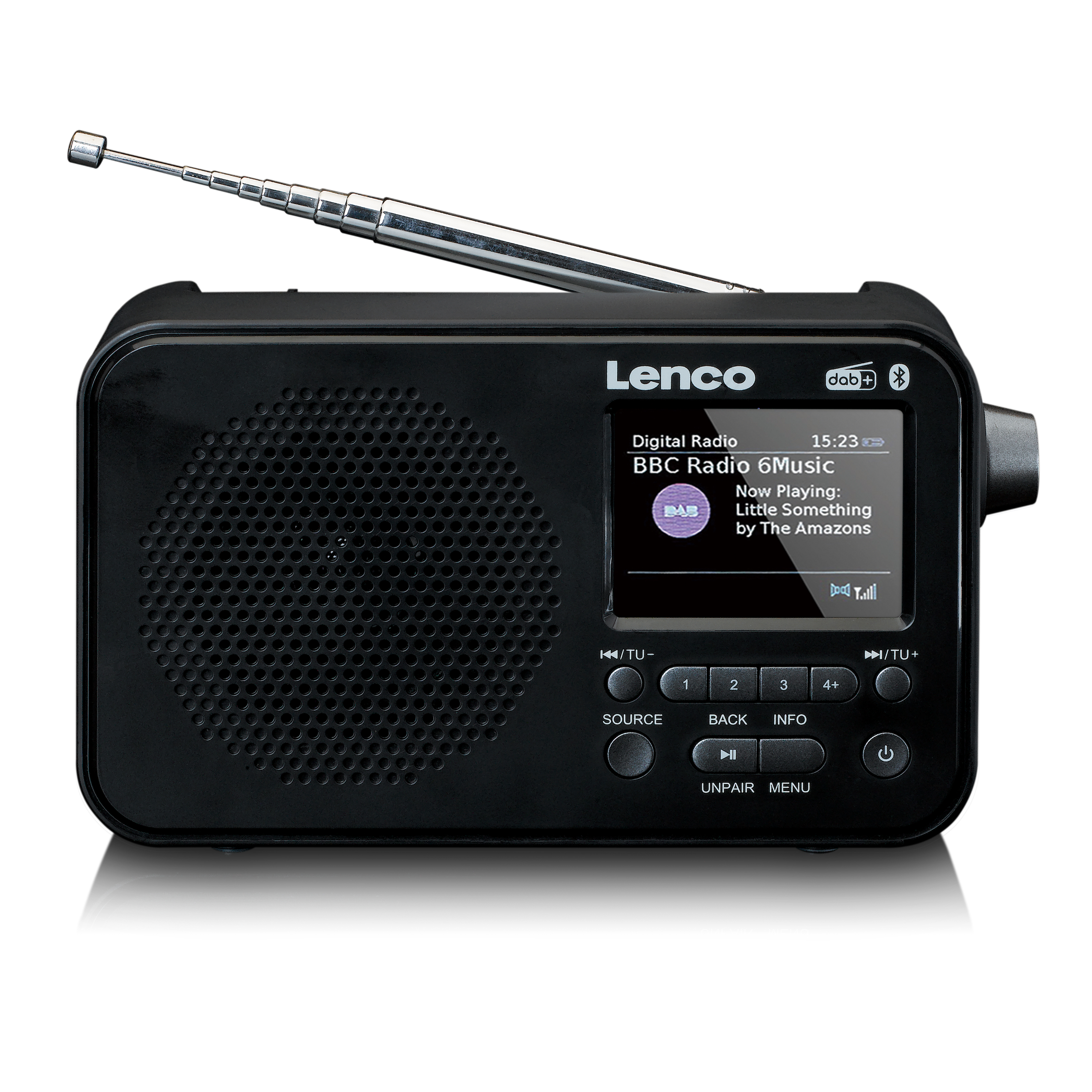 Lenco PDR-036BK - DAB+/FM-Radio Schwarz Bluetooth 5.0 2.4 Zoll  TFT-LCD-Display 