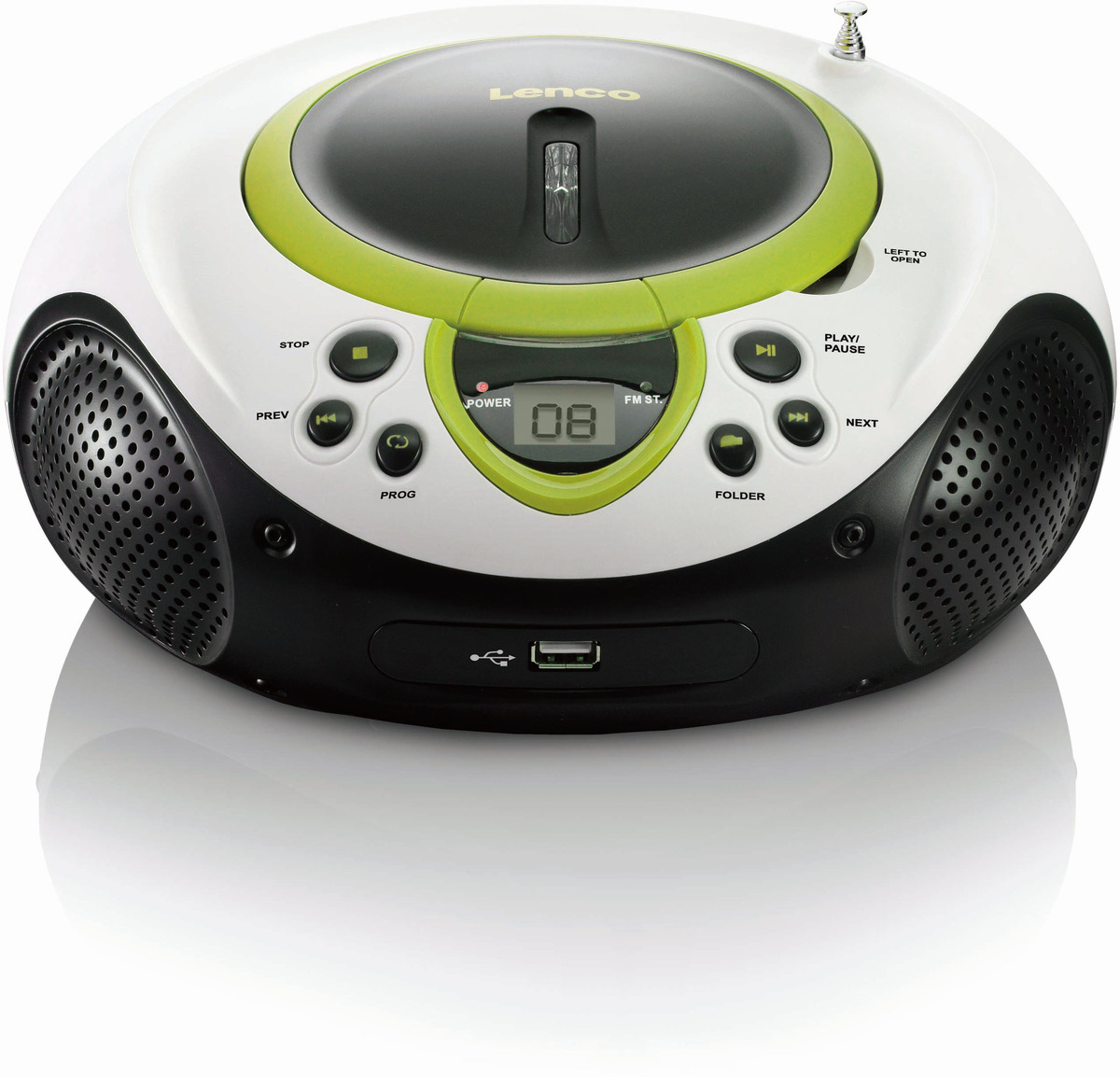 Lenco SCD-38 CD-Radio Grün MP3 8,5 W USB 2 Lautsprecher LCD Bildschirm  tragbar 