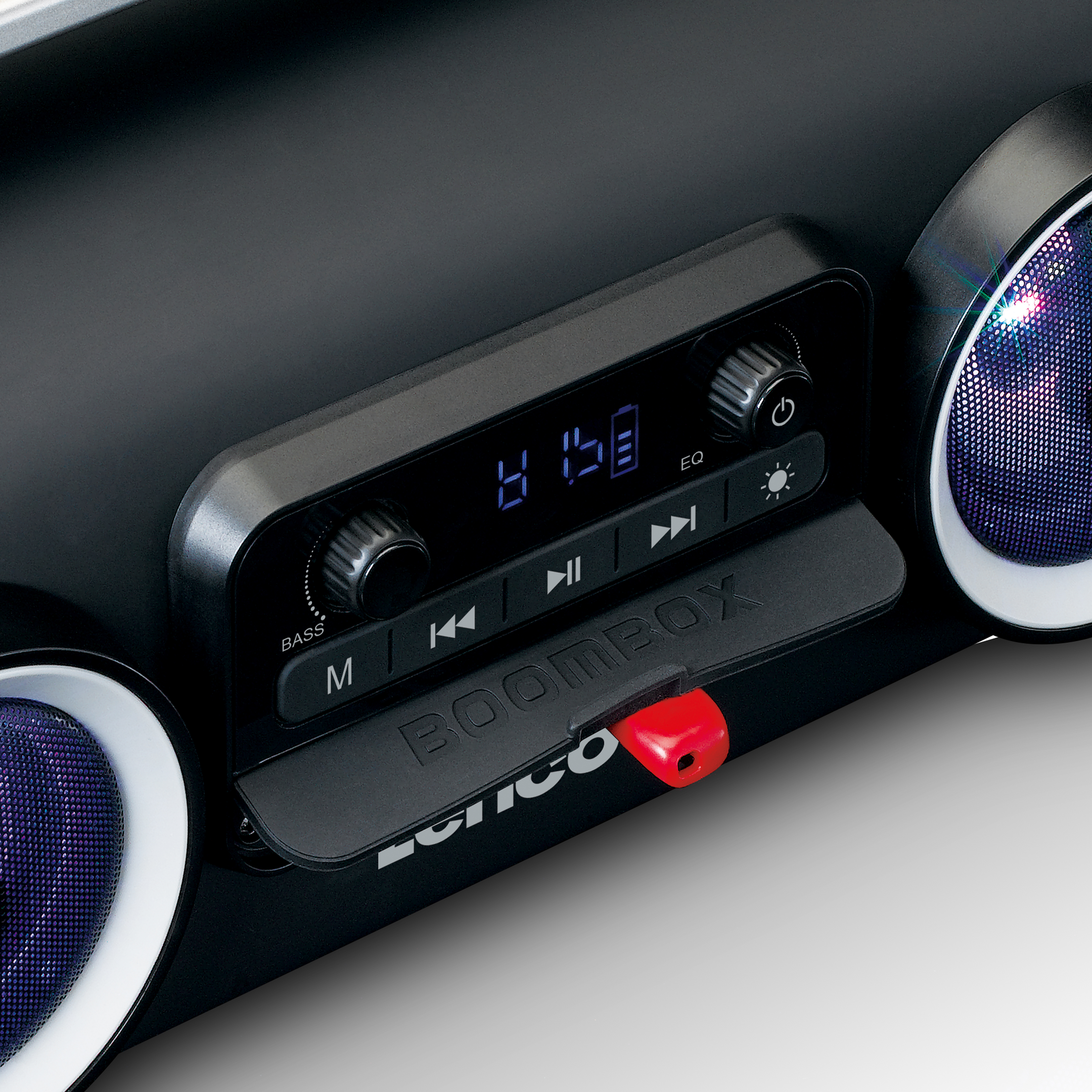 LENCO SPR-100 tragbare Bluetooth-Lautsprecher schwarz Boombox Radio  Lichteffekte 