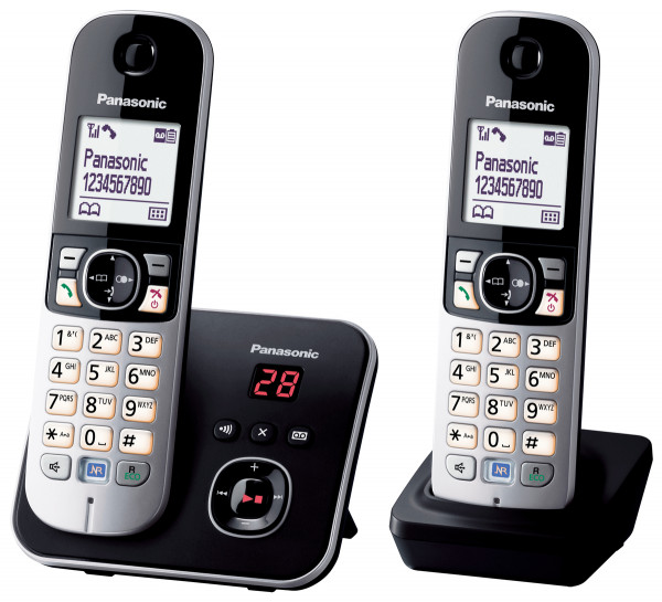 Panasonic KX-TG6822GB schwarz Duo mit DECT-Telefon Anrufbeantworter 2 Mobilteil