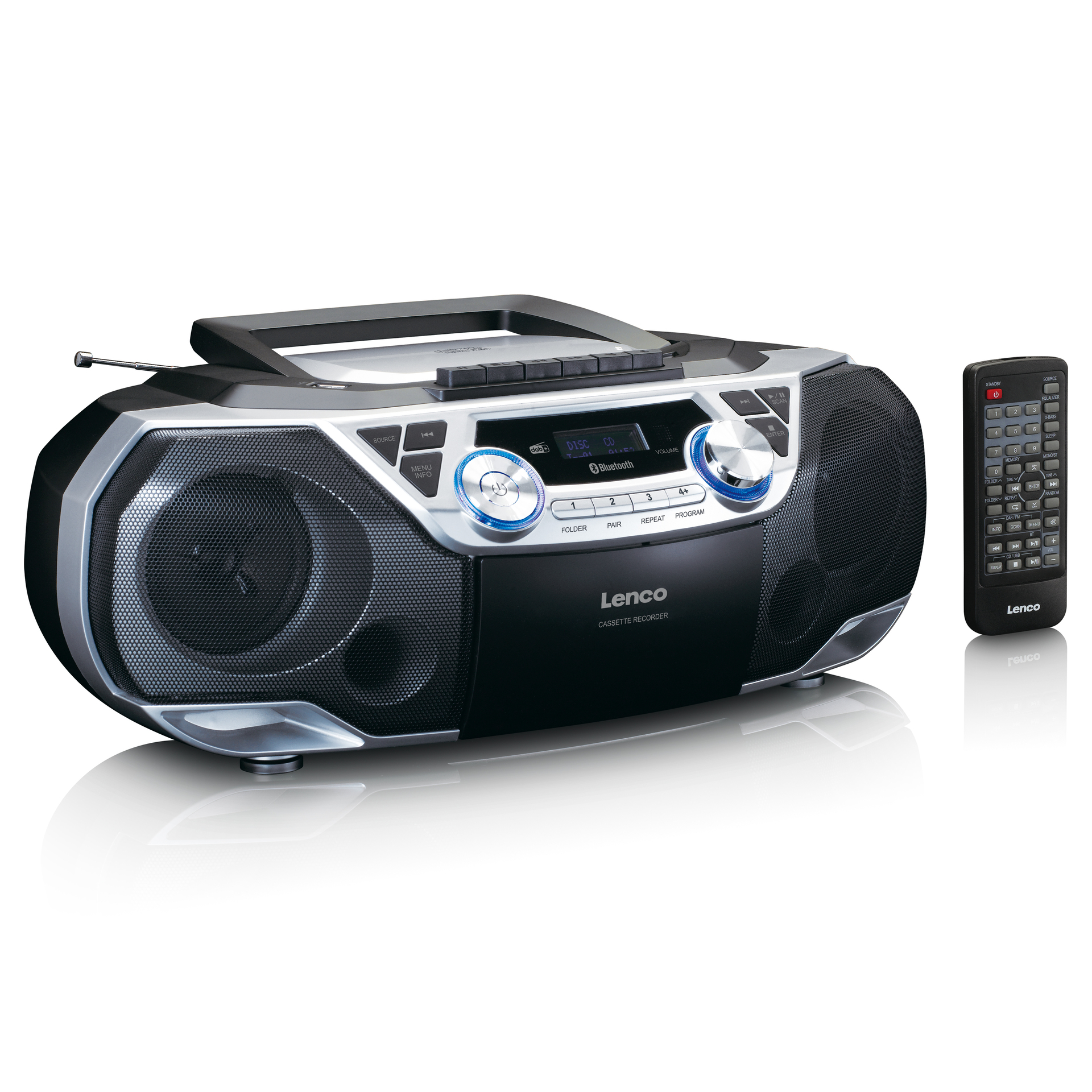 LENCO Boombox SCD-720SI Bluetooth DAB+ FM Radio MP3/CD-Player Kassette  Recording 