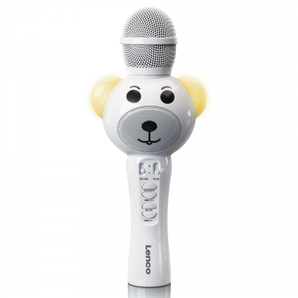LENCO Karaoke Mikrofon mit Bluetooth USB SD AUX out Echo Beleuchtung für Kinder