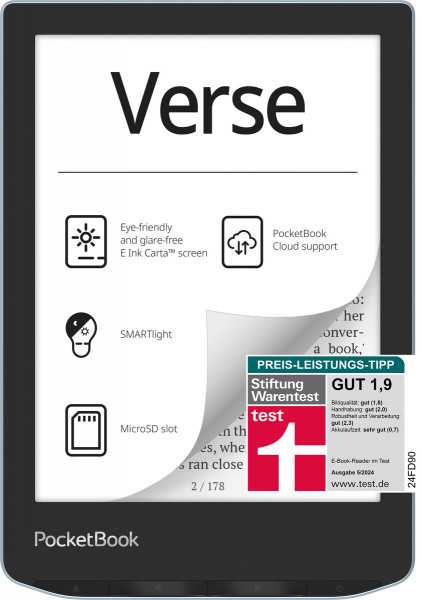 PocketBook Verse Blue 8 GB eBook-Reader 6 Zoll DACH-Version Touch USB-C Wi-Fi