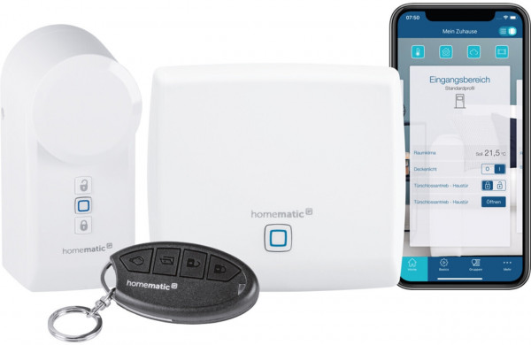 Homematic IP Starter Set Zutritt für Haustüren Weiß Smart Home für Amazon Alexa