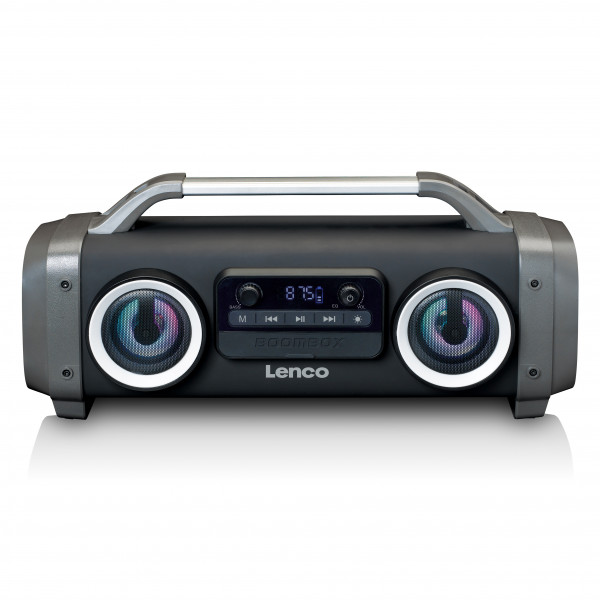 LENCO SPR-100 tragbare Bluetooth-Lautsprecher schwarz Boombox Radio Lichteffekte