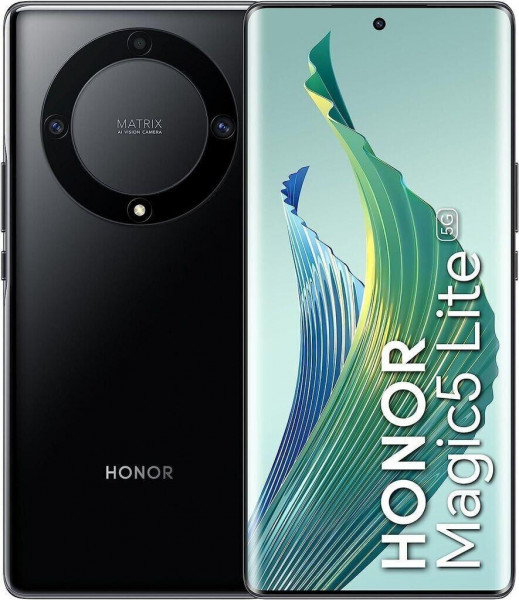 Honor Magic5 Lite Schwarz 128GB 5G Android 12 6,7 " USB-C Triplecam 64MP AMOLED