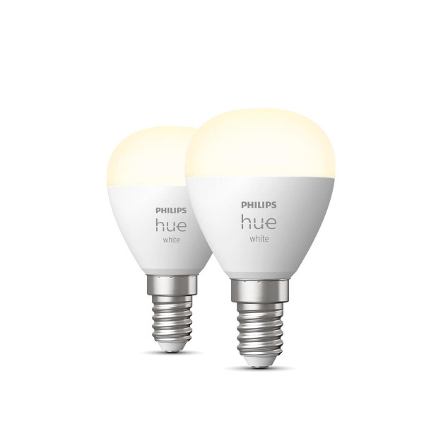 Philips Hue E14 Smart LED Leuchtmittel Weiß Luster Doppelpack 470lm Bluetooth
