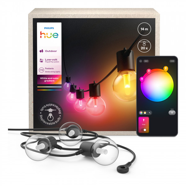 Philips Hue Festavia Globe LED Lichterkette 14 m Schwarz Bluetooth RGBW 230V