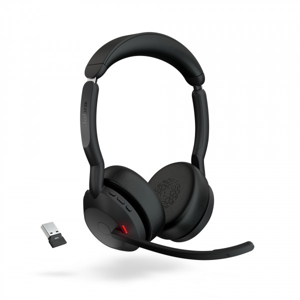 JABRA Evolve2 55 Schwarz On-Ear Bluetooth Headset Binaural UC USB Stereo ANC 30m