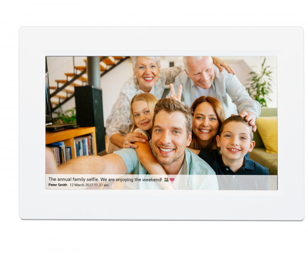 Denver FRAMEO digitaler Bilderrahmen PFF-1015 weiß 10 Zoll HD Touchscreen 16 GB