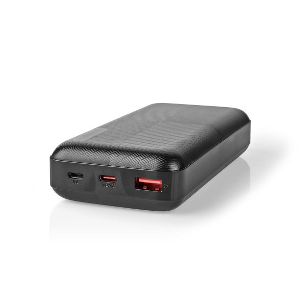 NEDIS Powerbank 20000 mAh Schwarz 18 Watt Schnellladen USB/Micro-USB/USB-C LED