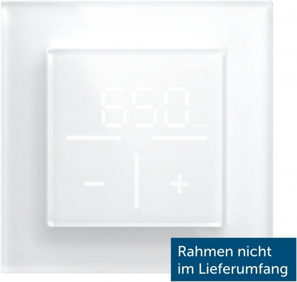Homematic IP Glas-Wandthermostat mit CO2-Sensor, Front Netz 230V Sensor Weiß