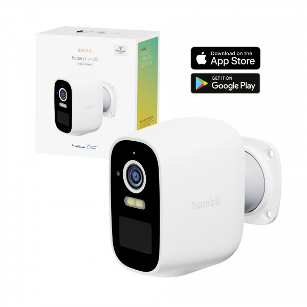 Hombli smarte Batterie Kamera weiß 2K 3.7MP WLAN Alexa Google Home Nachtsicht